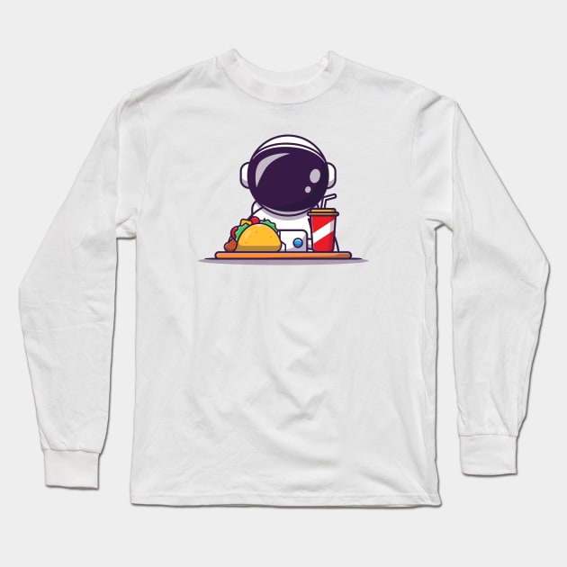 Cute Astronaut With Taco And Soda Long Sleeve T-Shirt by Catalyst Labs